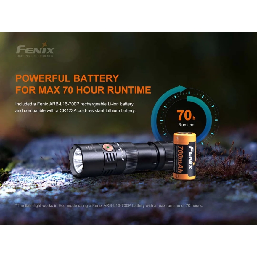 Fenix ​​​​PD25R - LED Torcia ricaricabile LED/1xCR123A IP68 800 lm 70 h