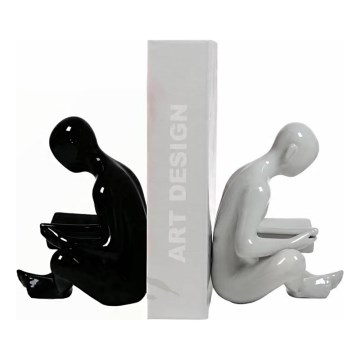 Fermalibri 17,5x13x14 cm nero/bianco