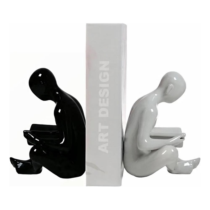 Fermalibri 17,5x13x14 cm nero/bianco