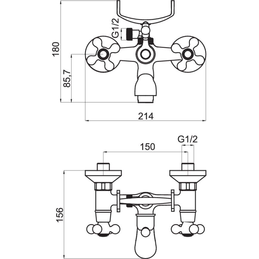FERRO - Ensemble de baignoire ANTICA avec mitigeur, finition bronze