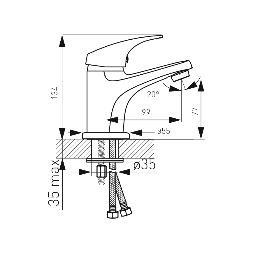 FERRO - Miscelatore per lavabo + scarico ONE cromo lucido