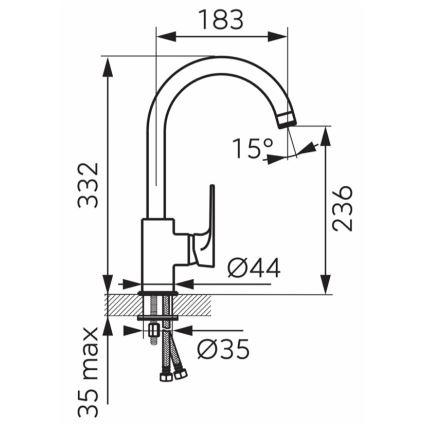 FERRO - Miscelatore per lavello ALGEO SQUARE cromo lucido