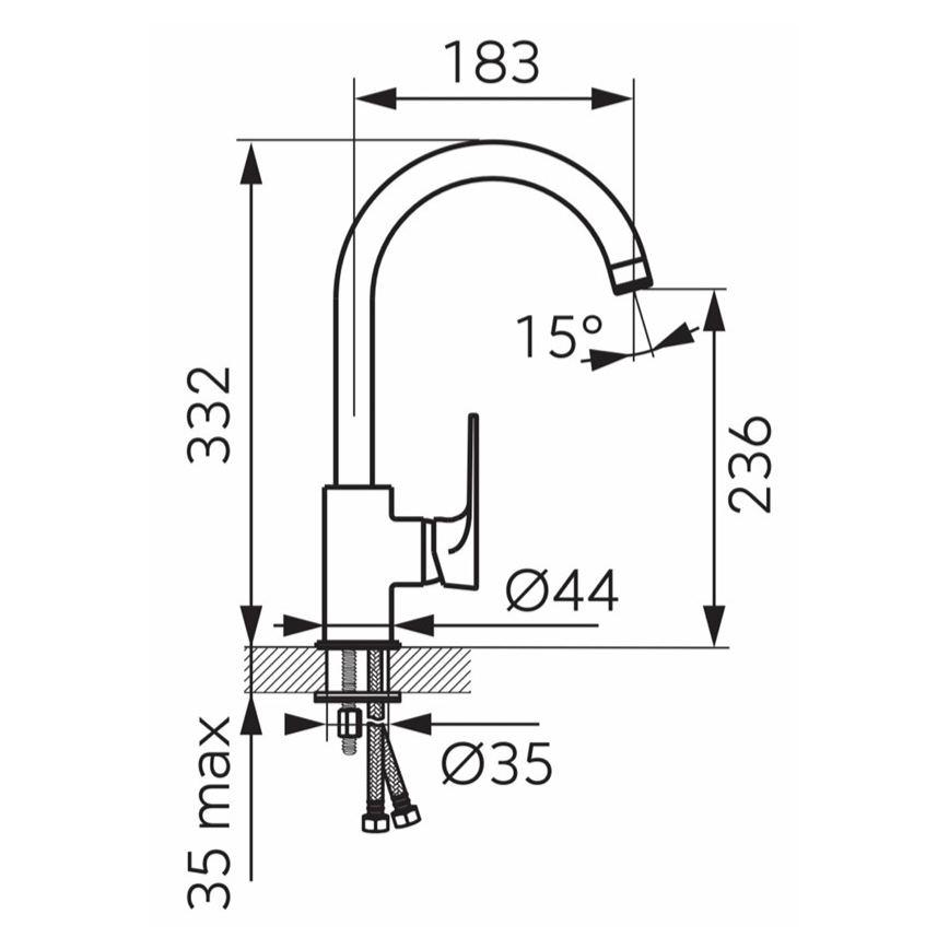 FERRO - Miscelatore per lavello ALGEO SQUARE cromo lucido