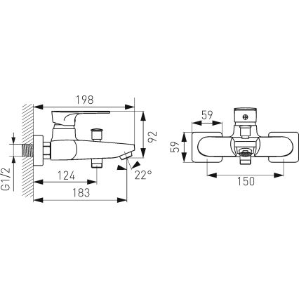 FERRO - Mitigeur de baignoire ALGEO SQUARE chrome brillant