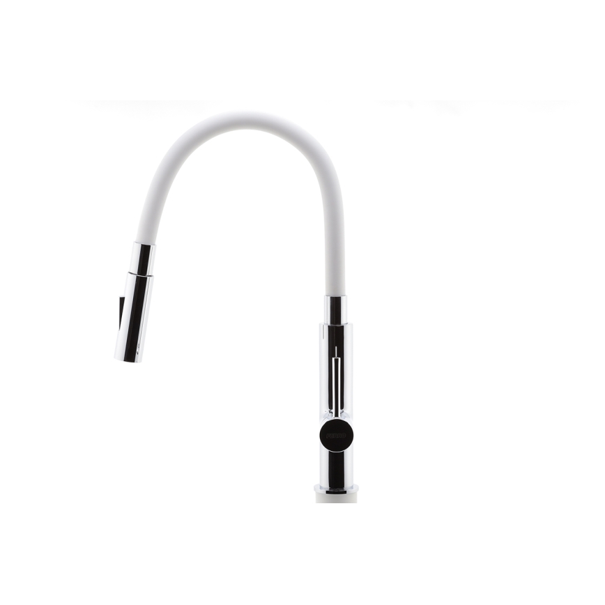 FERRO - Rubinetto per lavello con braccio flessible cromo lucido/bianco