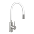 FERRO - Wasserhahn (Armatur) mit flexiblem Arm Edelstahl/weiß