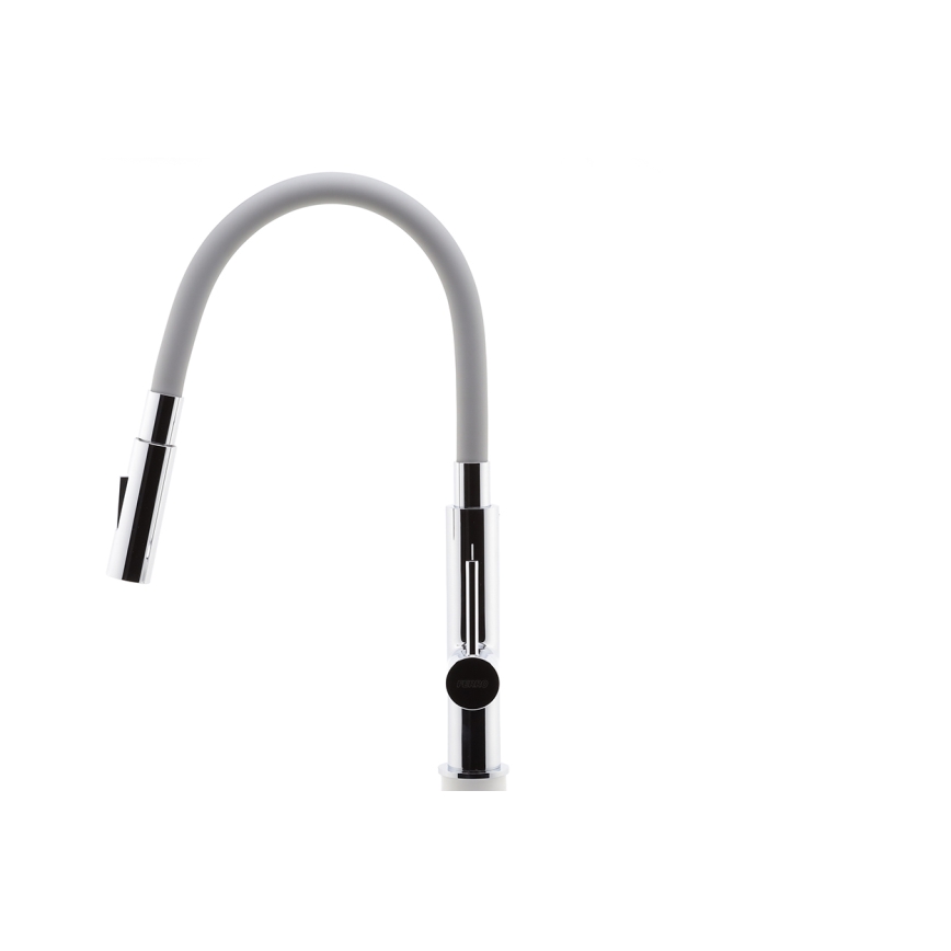 FERRO - Wasserhahn (Armatur) mit flexiblem Arm glänzendes Chrom/grau