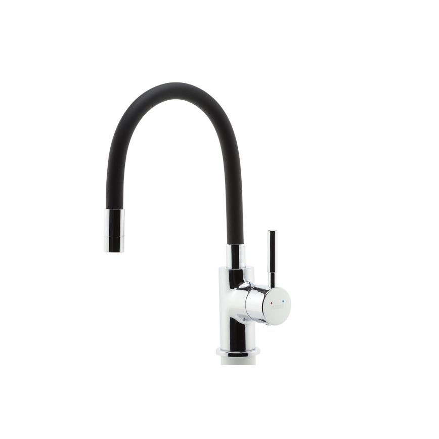 FERRO - Wasserhahn (Armatur) mit flexiblem Arm glänzendes Chrom/matt schwarz