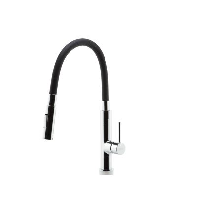FERRO - Wasserhahn (Armatur) mit flexiblem Arm glänzendes Chrom/schwarz