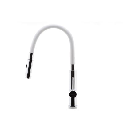 FERRO - Wasserhahn (Armatur) mit flexiblem Arm glänzendes Chrom/weiß