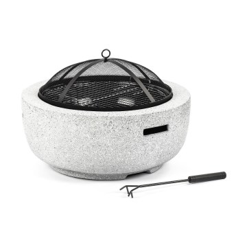 Fieldmann - Feu de camp portatif au bois avec grille blanc
