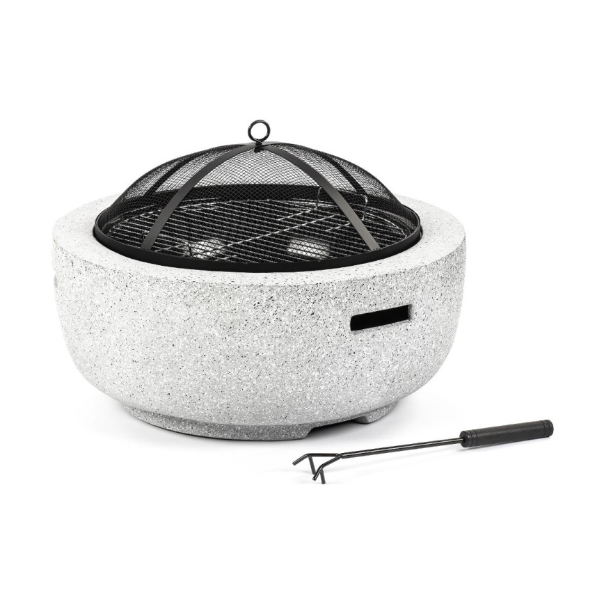 Fieldmann - Feu de camp portatif au bois avec grille blanc