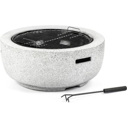 Fieldmann - Feu de camp portatif au bois avec grille blanc