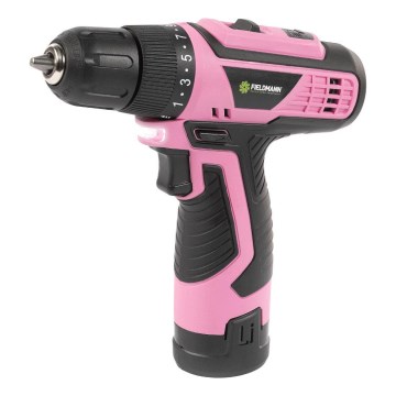 Fieldmann - Trapano a batteria 12V 1500 mAh rosa/nero