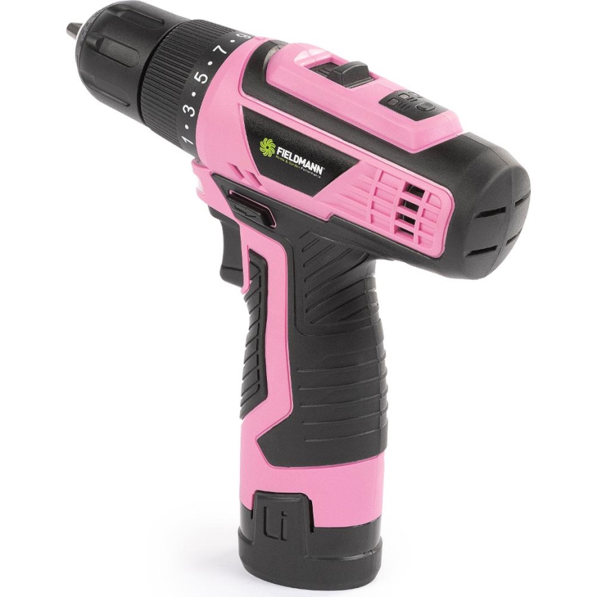Fieldmann - Trapano a batteria 12V 1500 mAh rosa/nero