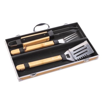 Fieldmann - Utensili per grigliare in acciaio inox con custodia 3 pz