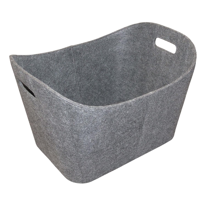 Filz-Holzkorb mit Griffen 35x55 cm grau