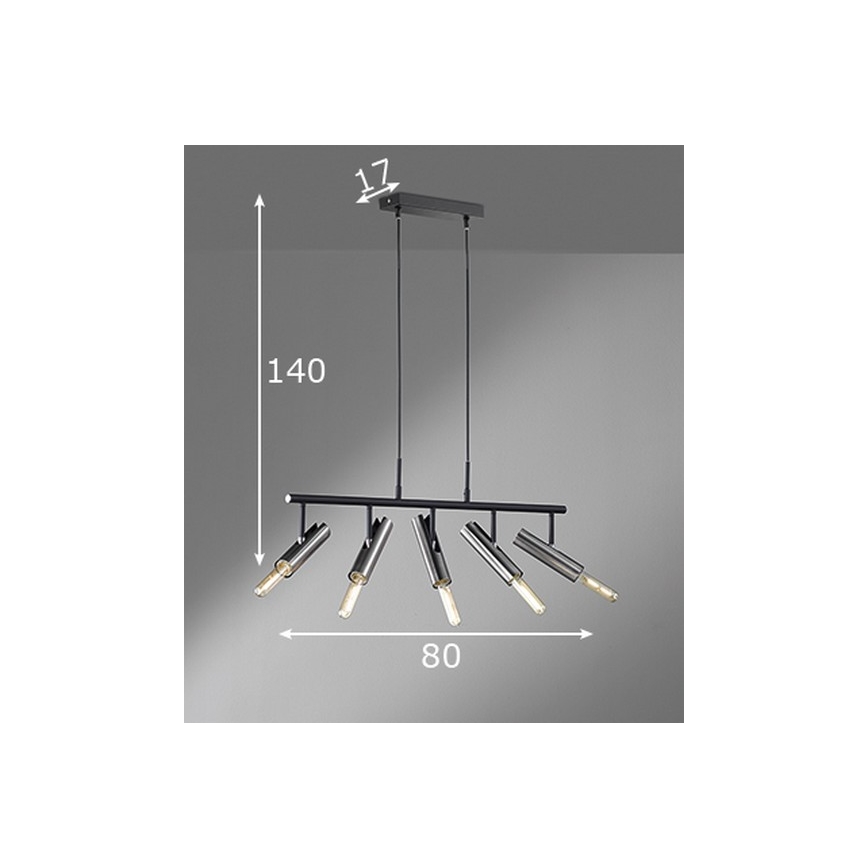 Fischer & Honsel 60369 - Lampadario su corda DEAN 5xE27/25W/230V