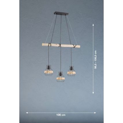 Fischer & Honsel 60798 - Hängeleuchte STRAW 3xE27/40W/230V