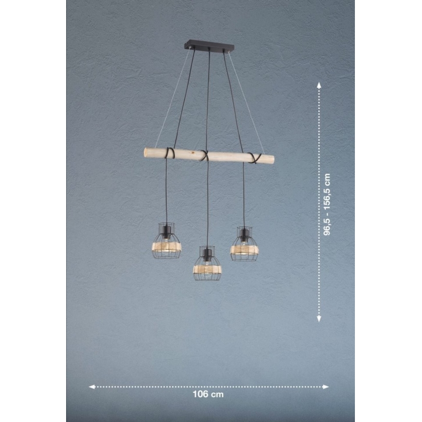 Fischer & Honsel 60798 - Hängeleuchte STRAW 3xE27/40W/230V