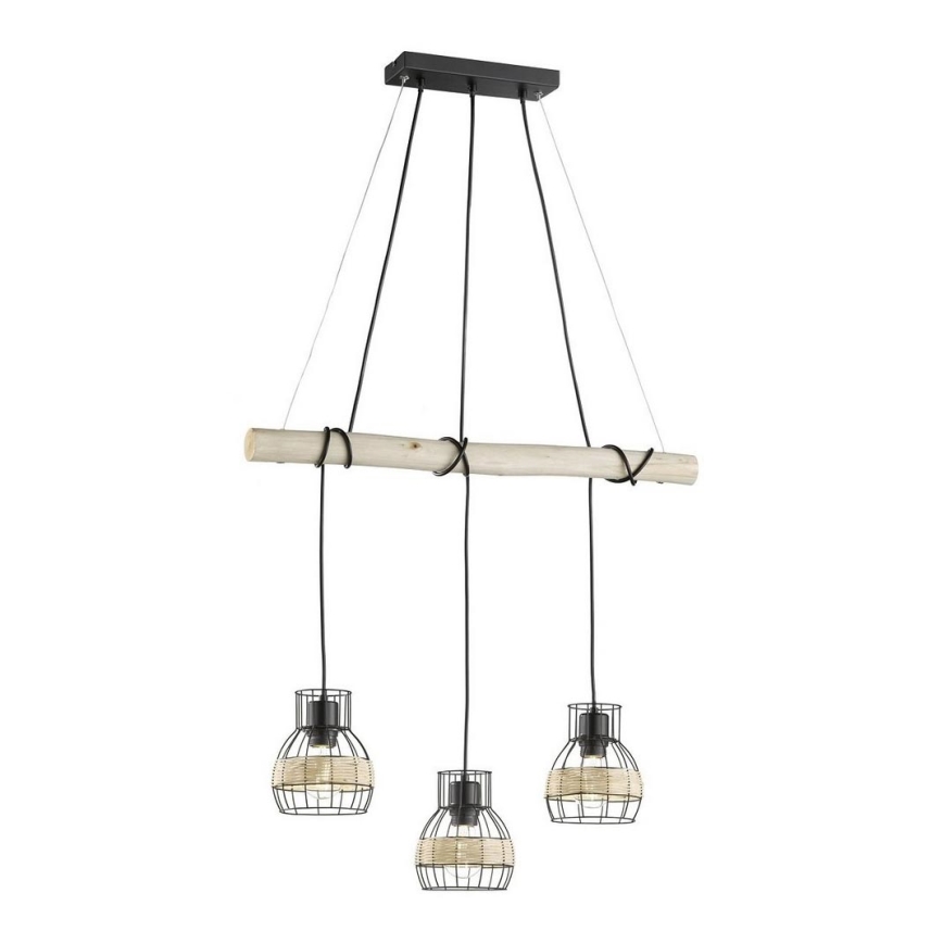 Fischer & Honsel 60798 - Lampadario su corda STRAW 3xE27/40W/230V