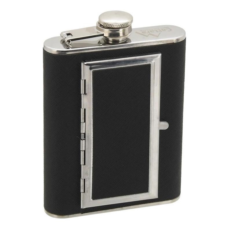 Flasque avec étui à cigares 175 ml noir