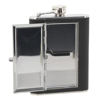 Flasque avec étui à cigares 175 ml noir