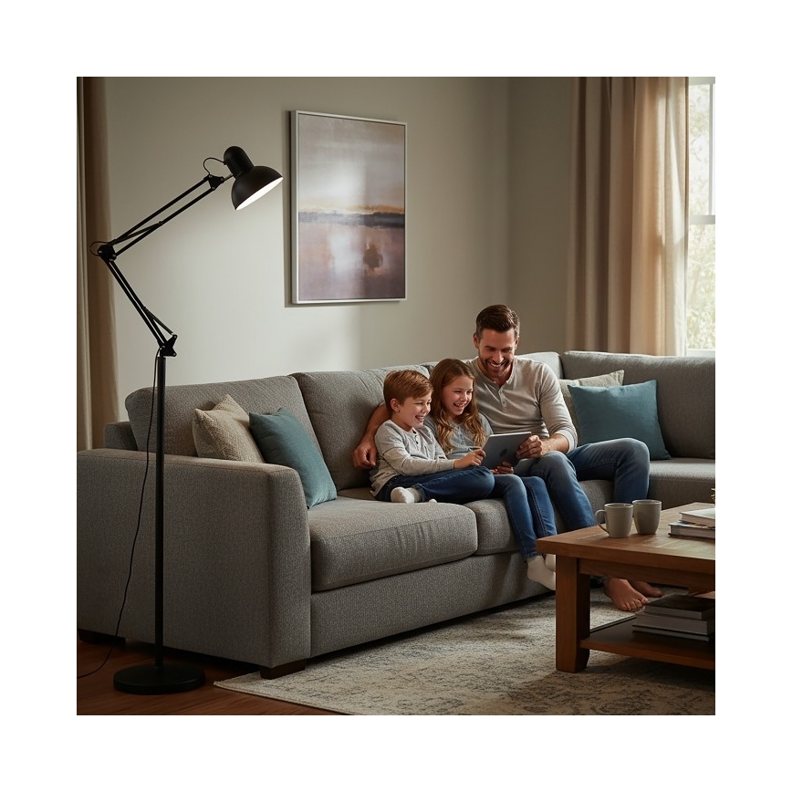 Flessibile lampada con piedistallo AURIQ 1xE27/60W/230V 184 cm nero