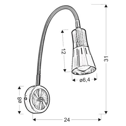 Flessibile piccola lampada ARENA 1xE14/40W/230V cromo opaco