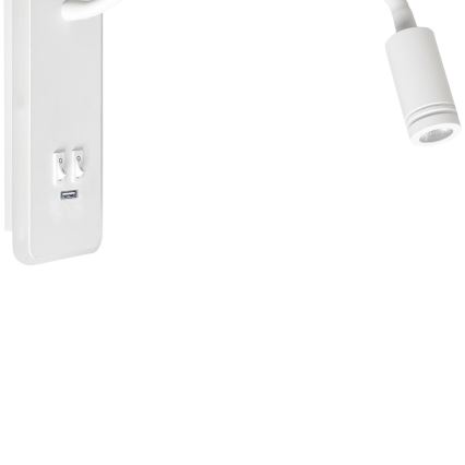 Flexible, kleine LED-Wandleuchte mit USB BASE 1xLED/8W+1xLED/2W/230V weiß