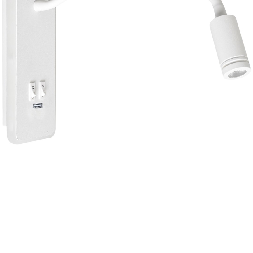 Flexible, kleine LED-Wandleuchte mit USB BASE 1xLED/8W+1xLED/2W/230V weiß