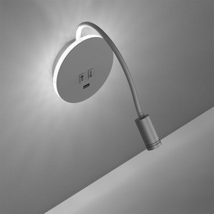 Flexible, kleine LED-Wandleuchte mit USB BASE 1xLED/8W+1xLED/2W/230V weiß/silbern