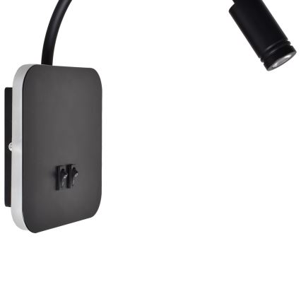 Flexible LED-Wandleuchte BASE LED/8W+LED/2W/230V schwarz/silber