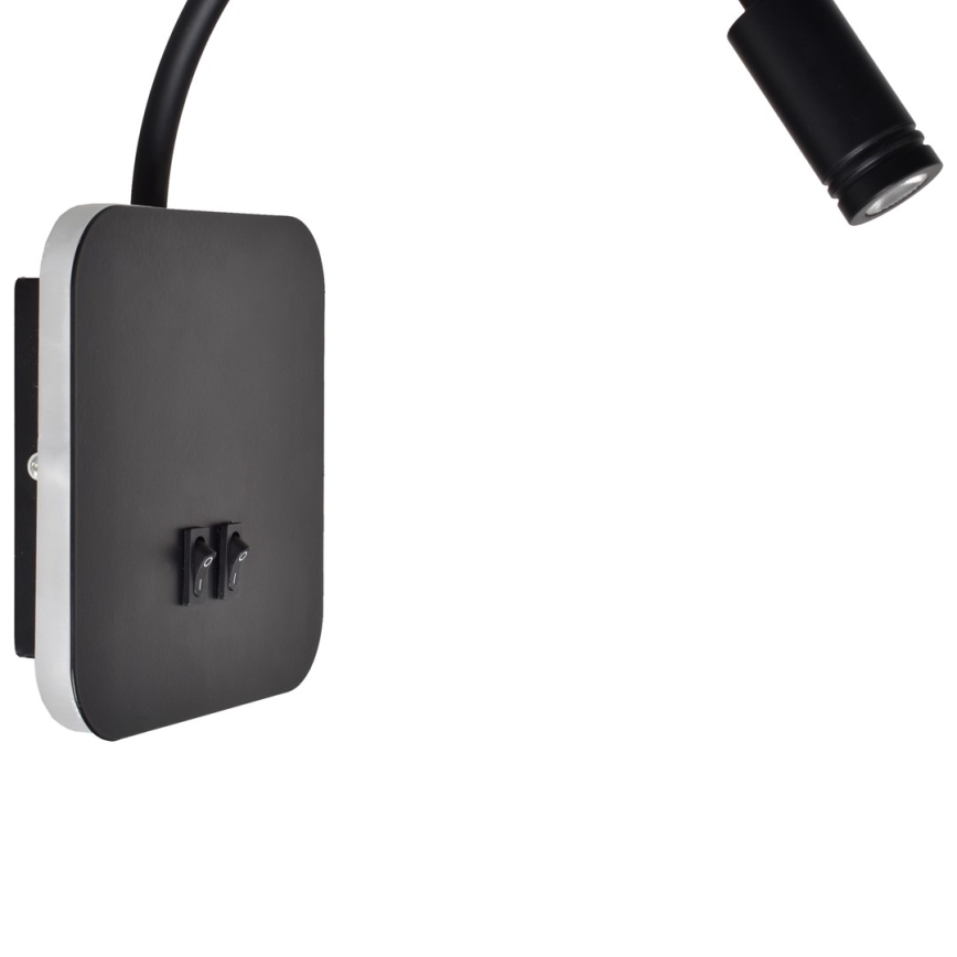 Flexible LED-Wandleuchte BASE LED/8W+LED/2W/230V schwarz/silber