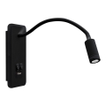 Flexible LED-Wandleuchte mit USB, Modell BASE, LED/8W+LED/2W, 230V, schwarz
