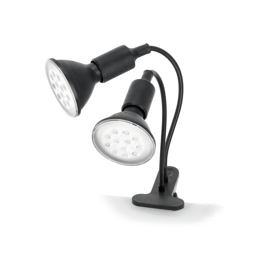 Flexible Tischleuchte mit Klemme für die Pflanzenzucht PLANTY 2xE27/30W/230V schwarz