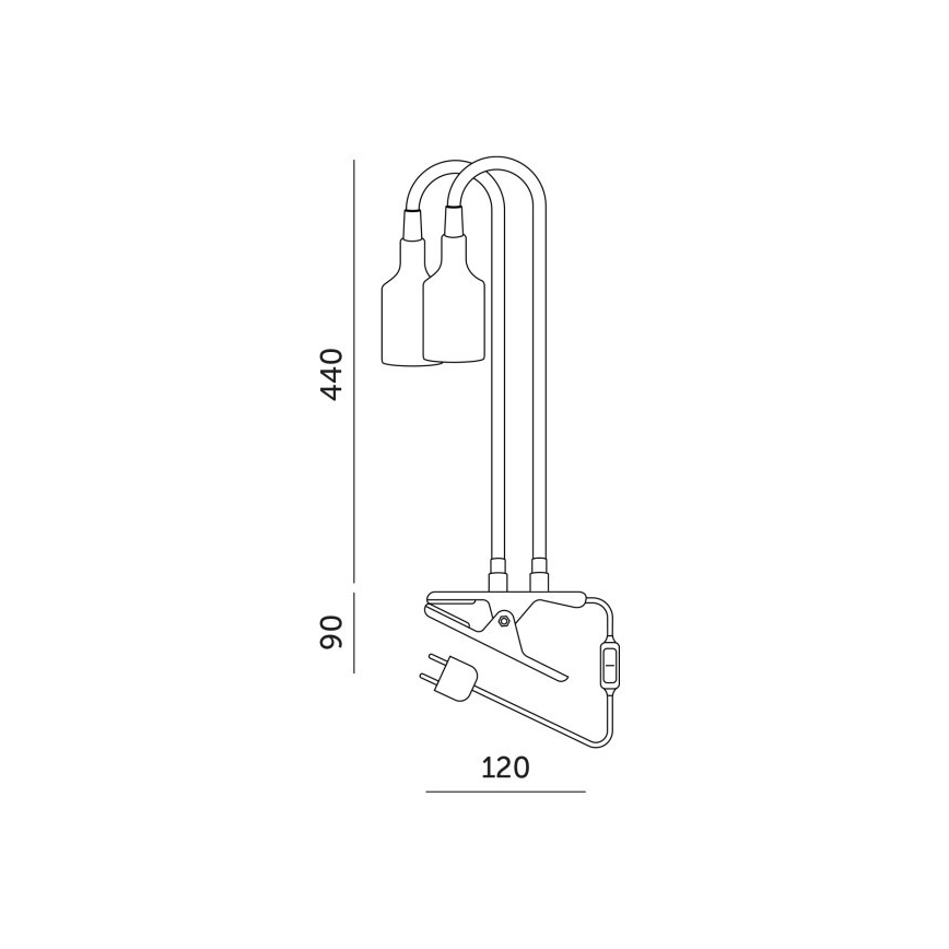 Flexibler Tischlampen-Klemmleuchte für Pflanzenzucht PLANTY 2xE27/30W/230V schwarz