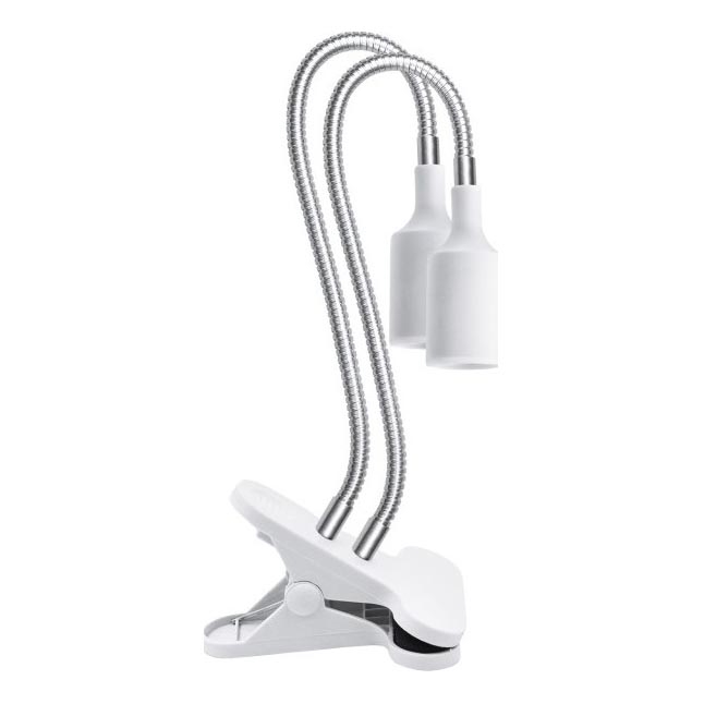 Flexibler Tischlampen-Klemmleuchte für Pflanzenzucht PLANTY 2xE27/30W/230V Weiß