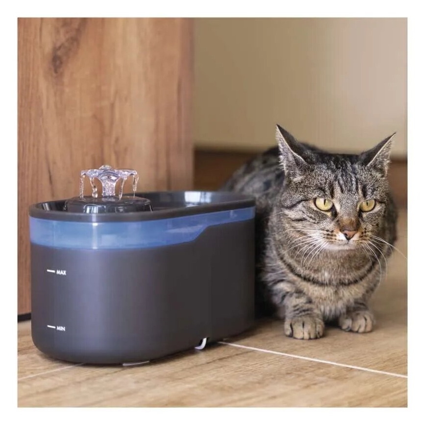 Fontana d'acqua per animali domestici 2,6 l/5V grigio