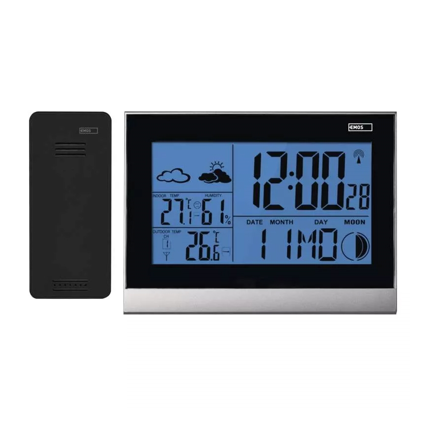 Funk-Wetterstation mit Wecker 3xAAA schwarz