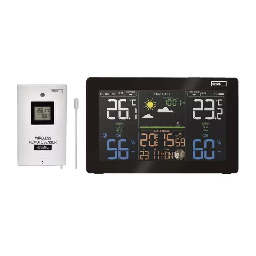 Funk-Wetterstation mit Wecker 3xAAA schwarz
