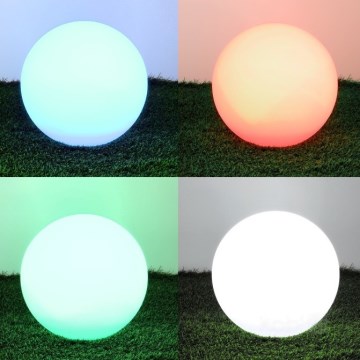 GARDEN BALL — Lampe solaire LED RGBW dimmable, 5 W / 3,7 V, 3000 K, IP54, batterie 2200 mAh, Ø 30 cm + télécommande