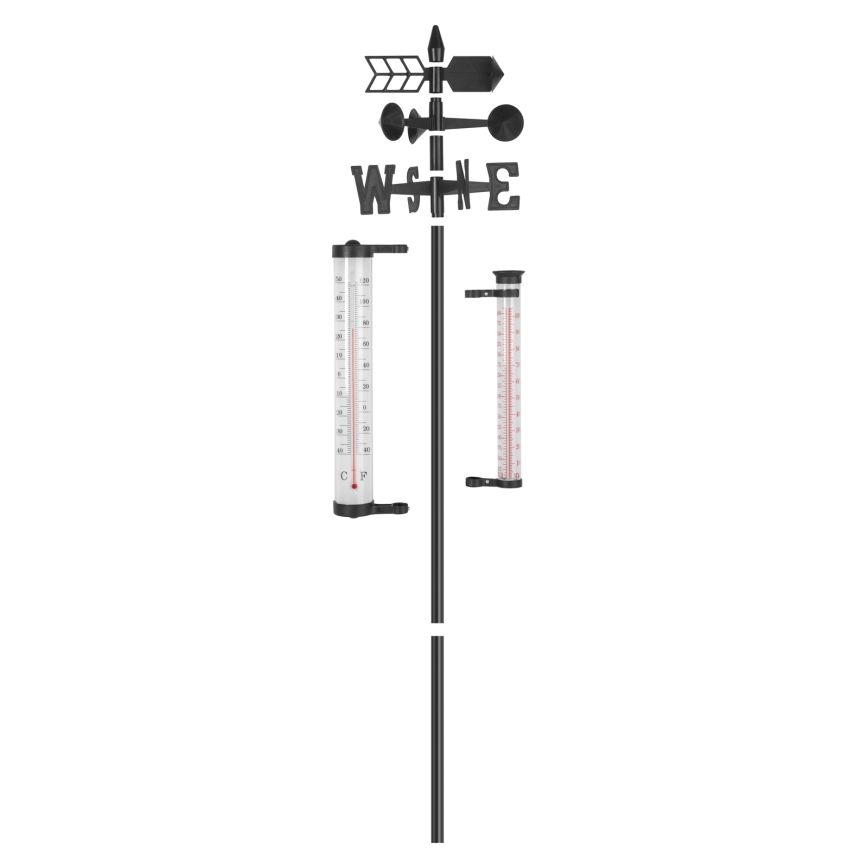 Gartenwetterstation 3-in-1, 145 cm, schwarz