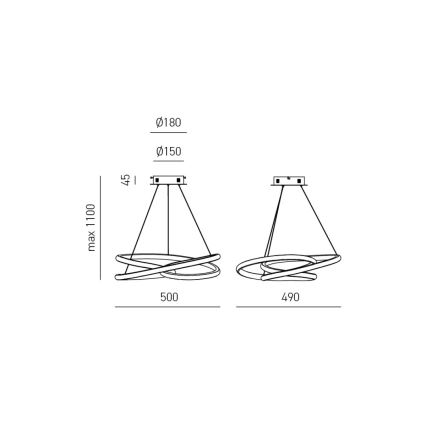 Gea Luce DIVA S P TITANIO - Lampadario a sospensione con filo LED dimmerabile DIVA LED/43W/230V antracite