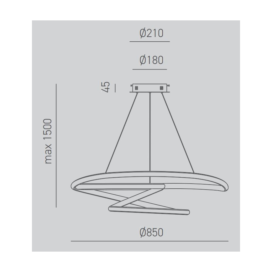 Gea Luce DIVA S/S TITANIO -  Lampadario a sospensione con filo LED dimmerabile DIVA LED/80W/230V grigio