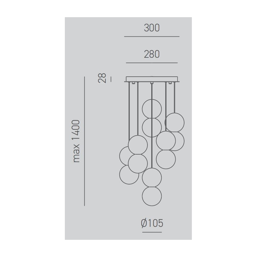 Gea Luce SFERA S6 G - Lampadario a sospensione con filo SFERA 6xG9/28W/230V