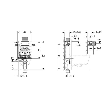 Geberit 110.000.00.1 - Unterputzmodul für wandhängendes WC Kombifix 82 cm