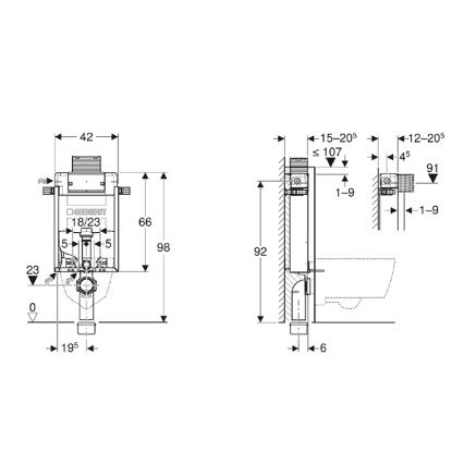 Geberit 110.010.00.1 - Kombifix-Unterputz-Montageelement 98 cm für wandhängende WCs