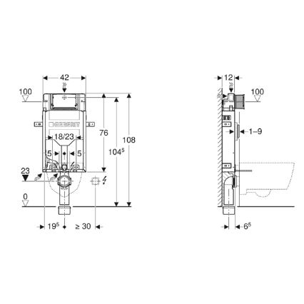 Geberit 110.302.00.5 - Module d'installation encastré pour WC suspendu Kombifix 108 cm