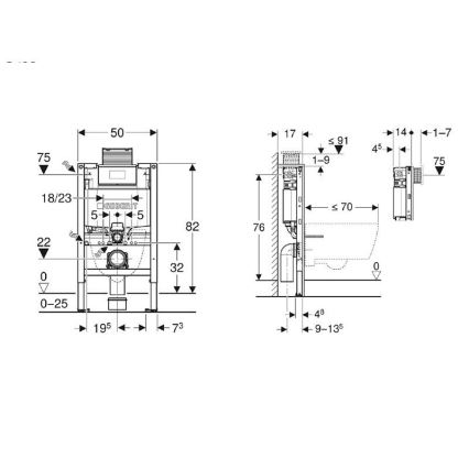 Geberit 111.003.00.2 - Module d'installation encastré Duofix 82 cm pour WC suspendu